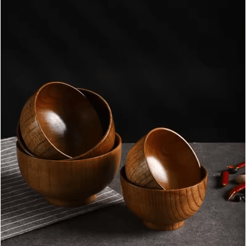 Japanese Style Wooden Bowl Jujube Wood Soup Rice Bowl For Tableware 1