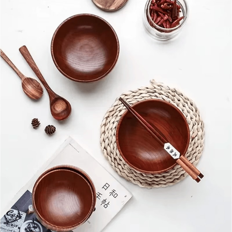 Japanese Style Wooden Bowl Jujube Wood Soup Rice Bowl For Tableware 3
