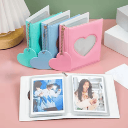 heart pendant photo album – 3inches solid color kpop photocard holder & polaroid collectible card organizer