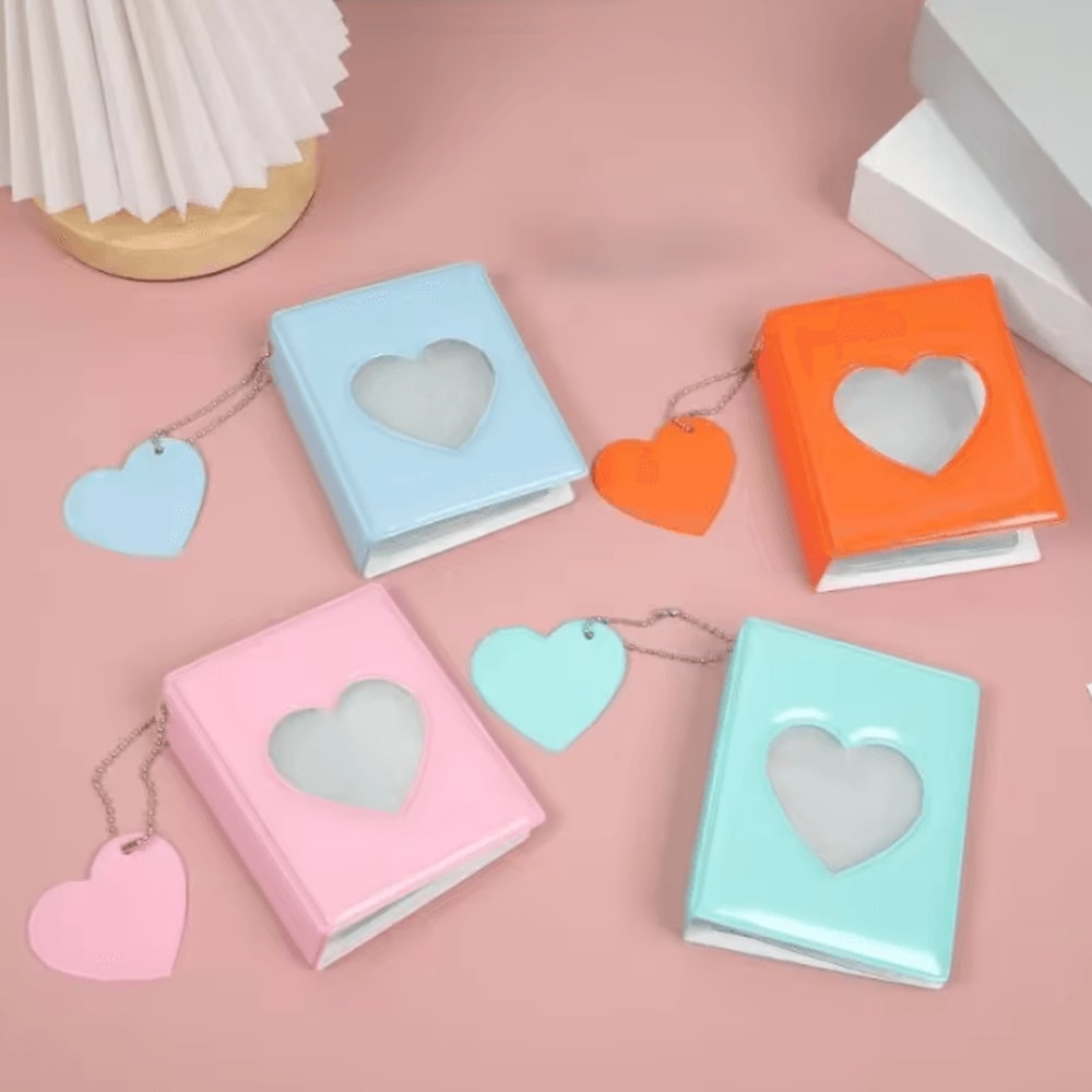 Heart Pendant Photo Album 3Inches Solid Color Kpop Photocard Holder Polaroid Collectible Card Org 1