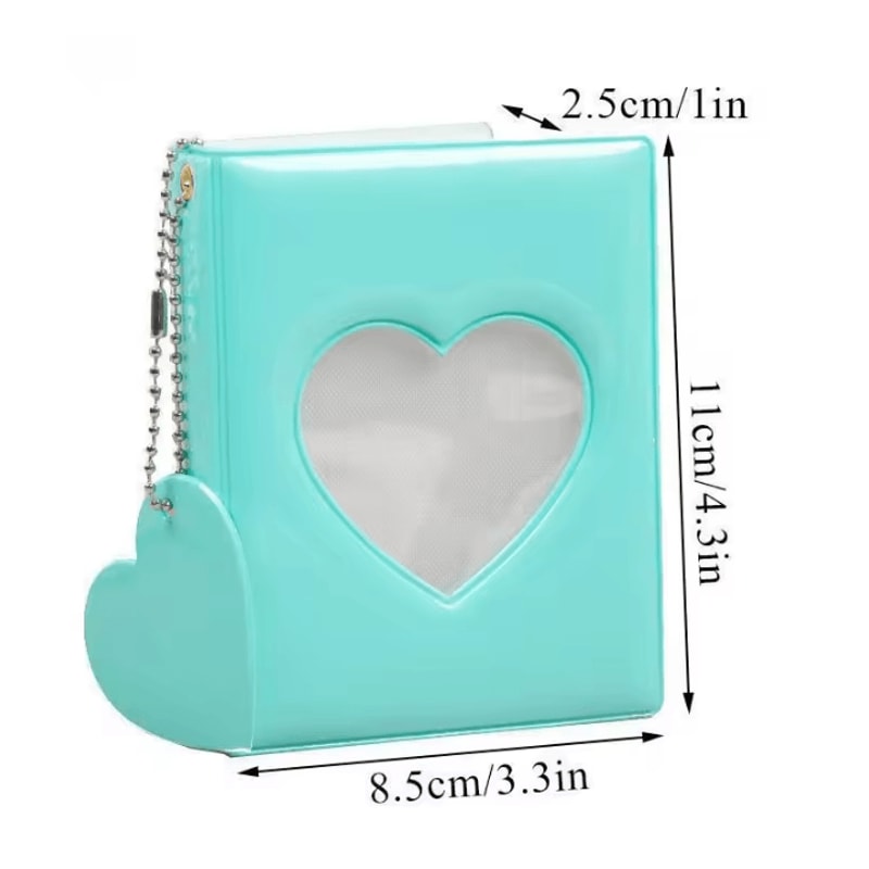Heart Pendant Photo Album 3Inches Solid Color Kpop Photocard Holder Polaroid Collectible Card Org 2
