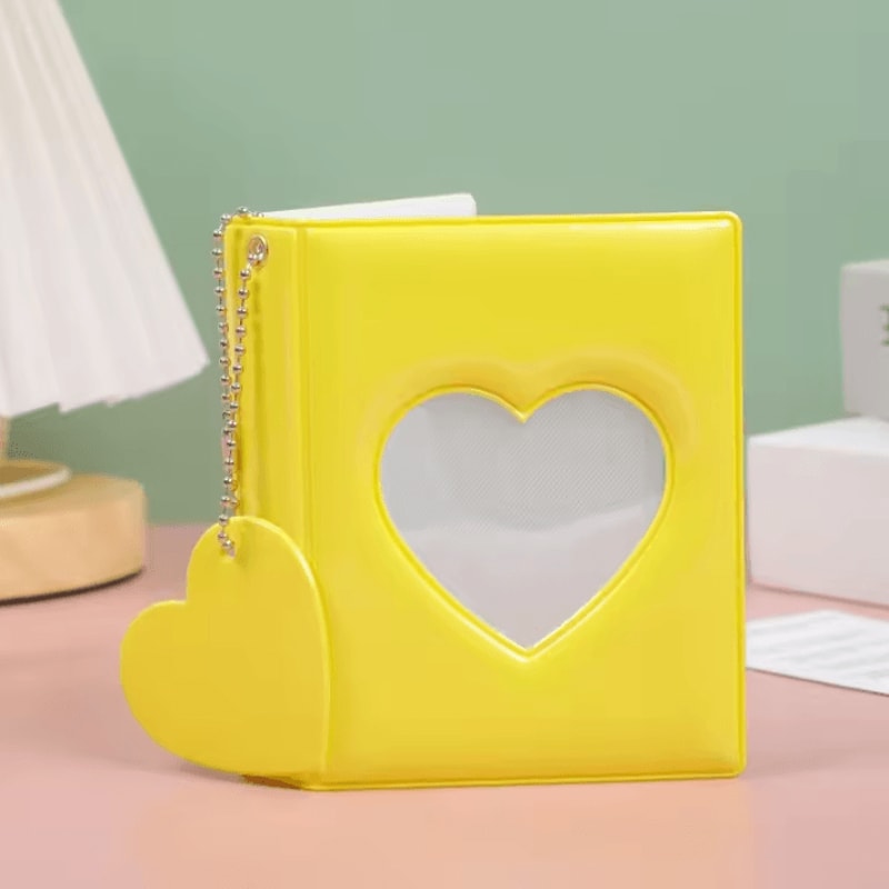 Heart Pendant Photo Album 3Inches Solid Color Kpop Photocard Holder Polaroid Collectible Card Org 4