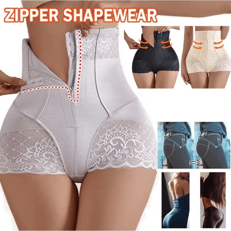 High Waist Tummy Control Panties Zipper Seamless Body Shaper Pants For Women Postpartum Support 1