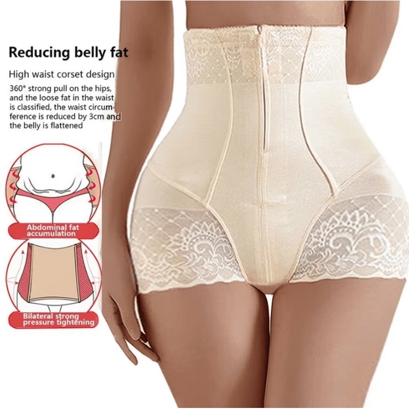 High Waist Tummy Control Panties Zipper Seamless Body Shaper Pants For Women Postpartum Support 3
