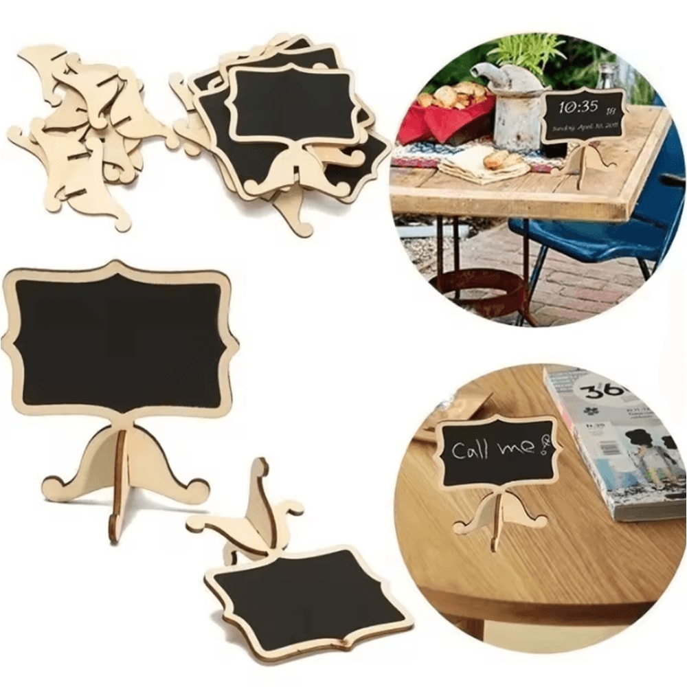 10 PCS Mini Wooden Blackboard Signs Cute Heart Desktop Message Craft Decoration 1