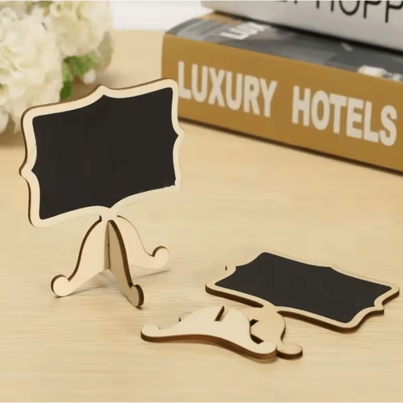 10 PCS Mini Wooden Blackboard Signs Cute Heart Desktop Message Craft Decoration 2