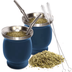 230 ml stainless steel mate cup – double wall portable tea mug with bombillas & brush