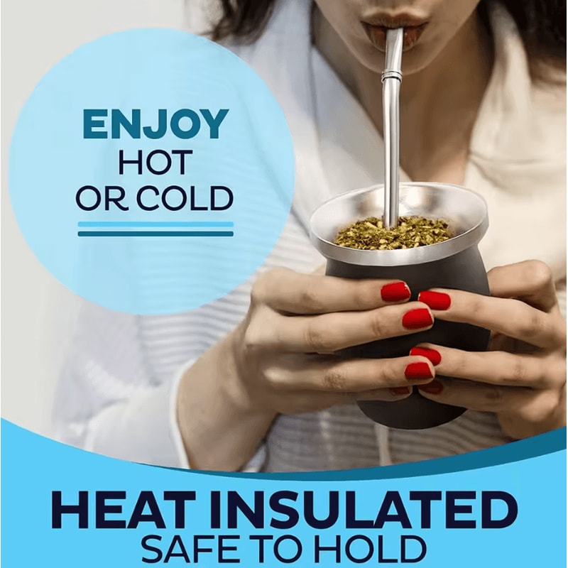 230 ML Stainless Steel Mate Cup Double Wall Portable Tea Mug With Bombillas Brush 1