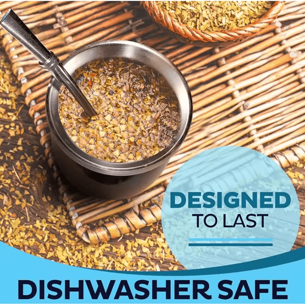 230 ML Stainless Steel Mate Cup Double Wall Portable Tea Mug With Bombillas Brush 2