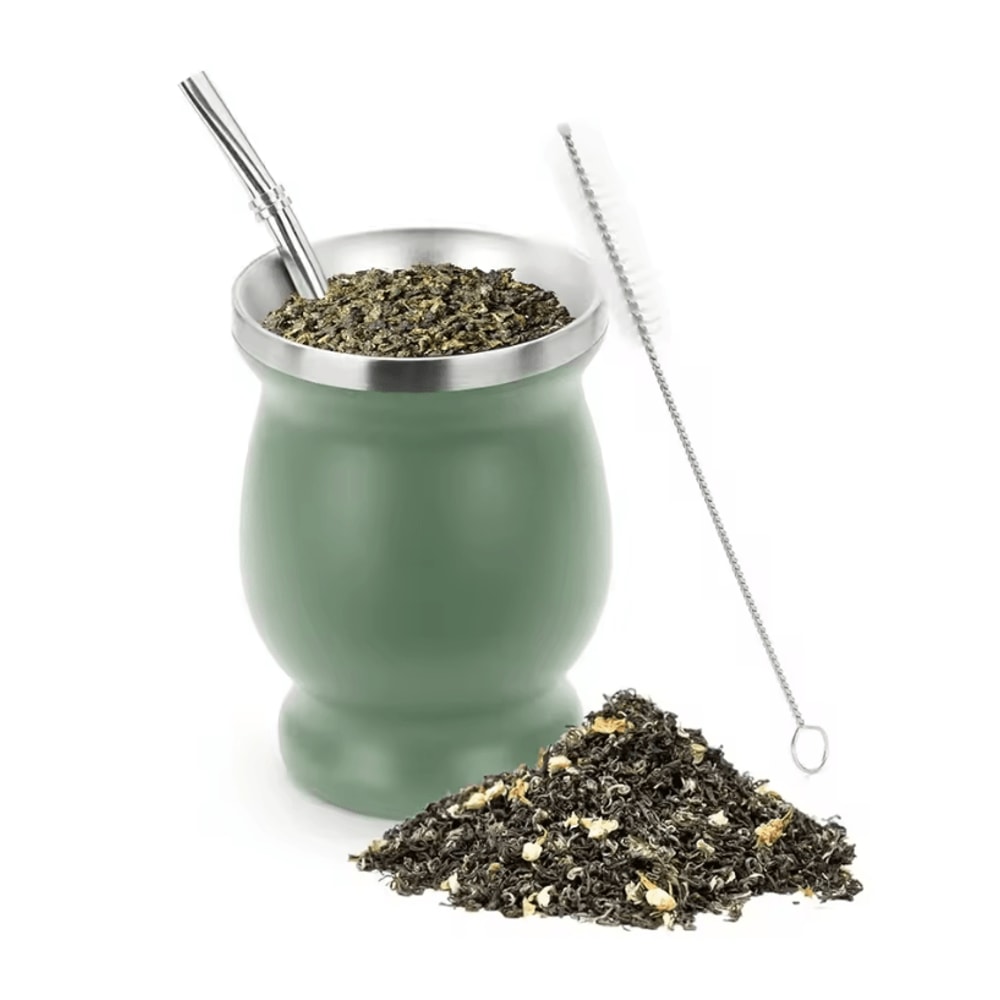 230 ML Stainless Steel Mate Cup Double Wall Portable Tea Mug With Bombillas Brush 6