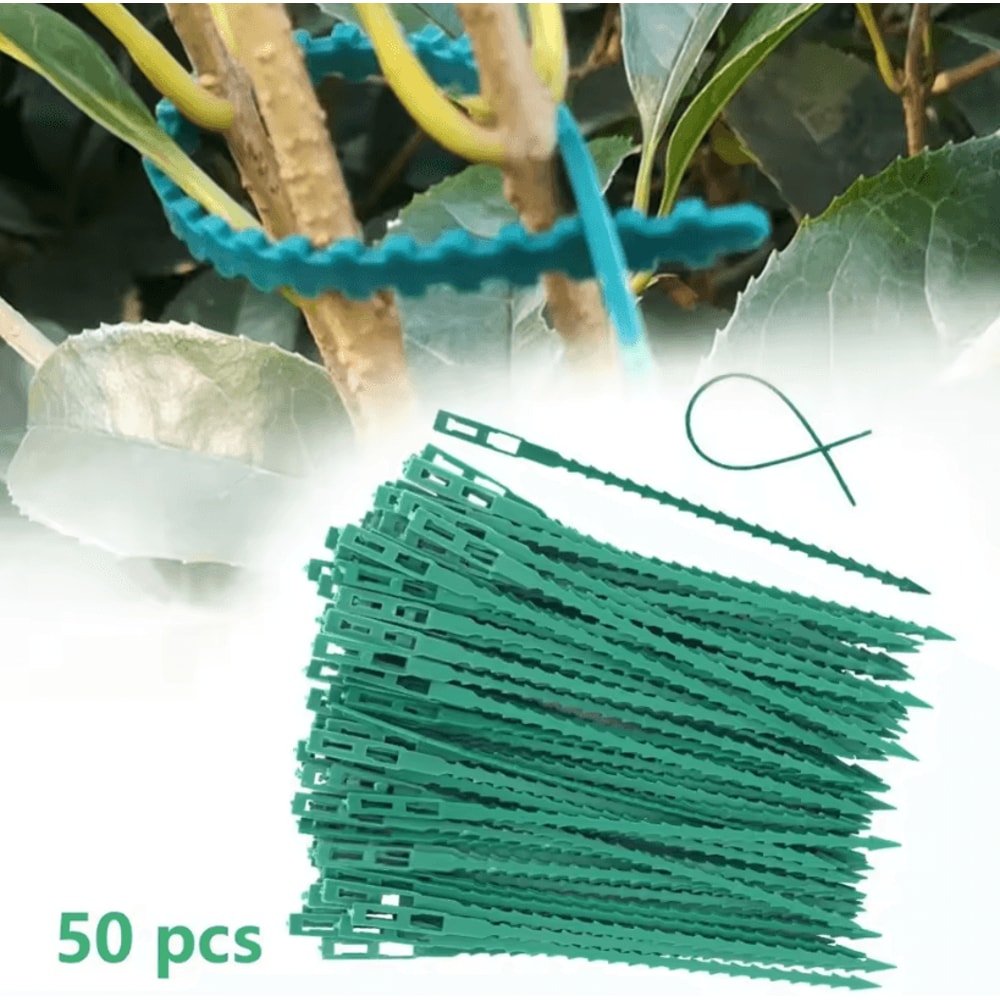 50 PCS Adjustable Reusable Plant Cable Ties Garden Vine Tomato Stem Support Clips 0