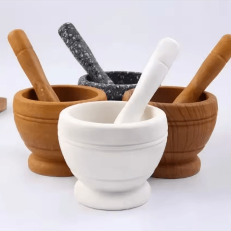 Resin Mortar And Pestle Set Herb Garlic Spice Grinding Crusher For Kitchen Tools 0