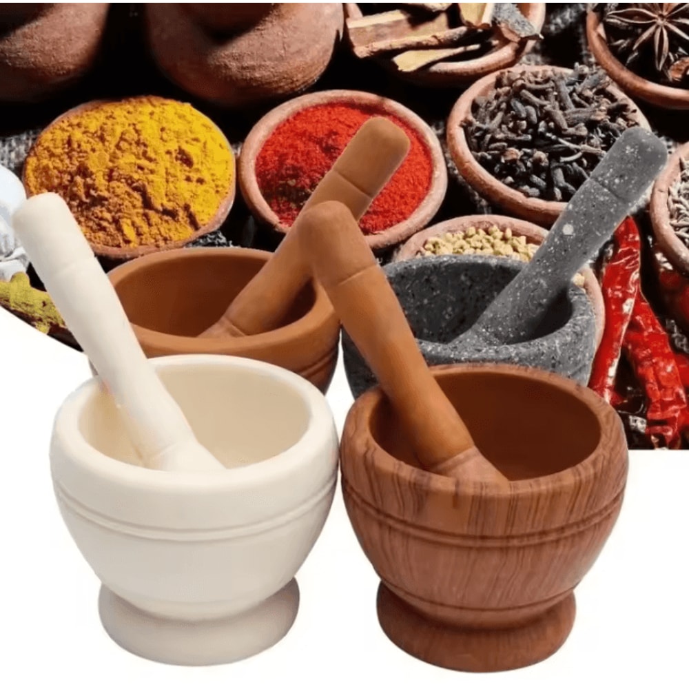 Resin Mortar And Pestle Set Herb Garlic Spice Grinding Crusher For Kitchen Tools 2