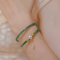 2Piece Natural Jade Bangle Bracelet Set Chinese Style Womens Charm Wedding Gift Jewelry 1