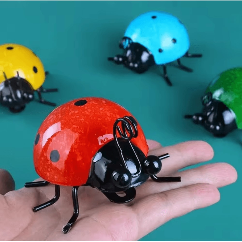 Set Of 4 Metal Garden Wall Art Ladybugs Outdoor Decorative Wall Sculptures 0