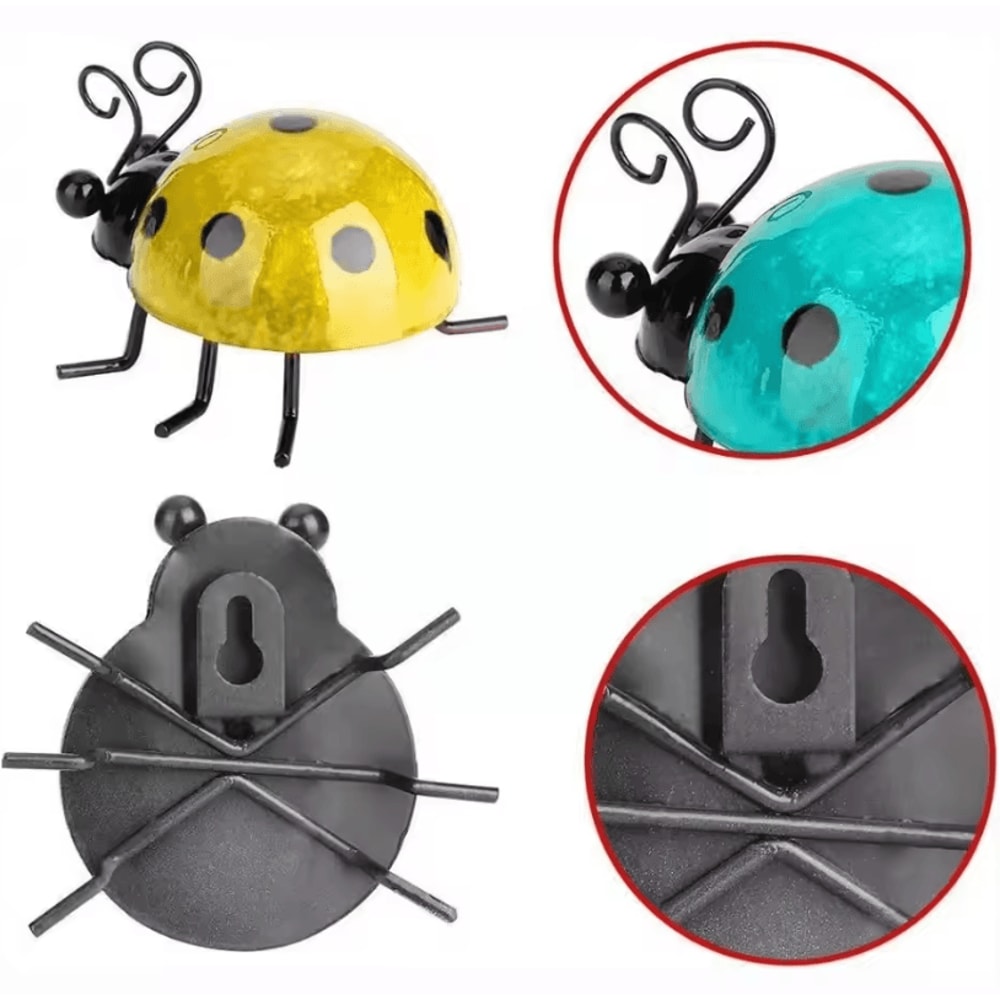 Set Of 4 Metal Garden Wall Art Ladybugs Outdoor Decorative Wall Sculptures 4