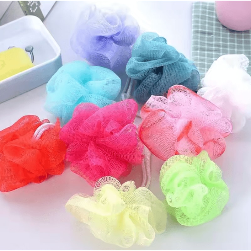 10Piece Random Color Bath Shower Puff Set Exfoliate Mesh Sponge Body Wash Brush 2