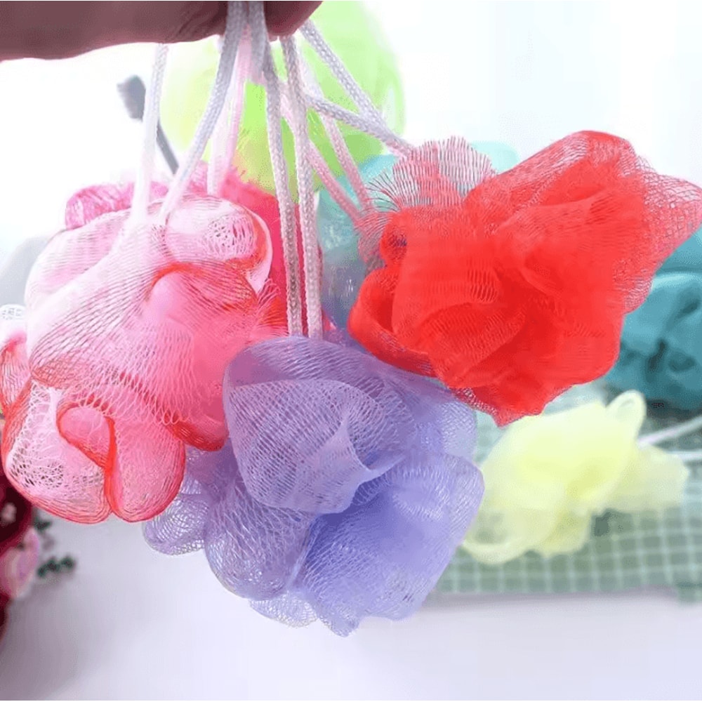 10Piece Random Color Bath Shower Puff Set Exfoliate Mesh Sponge Body Wash Brush 3