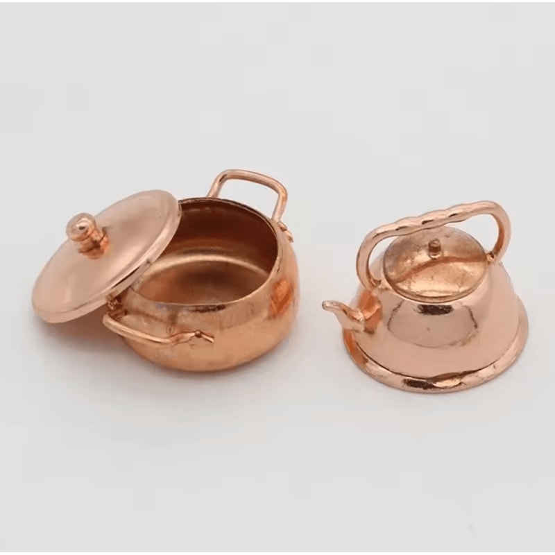 3Piece 1 Is To 12 Dollhouse Miniature Cookware Set Frying Pan Pot Kettle Accessories 3