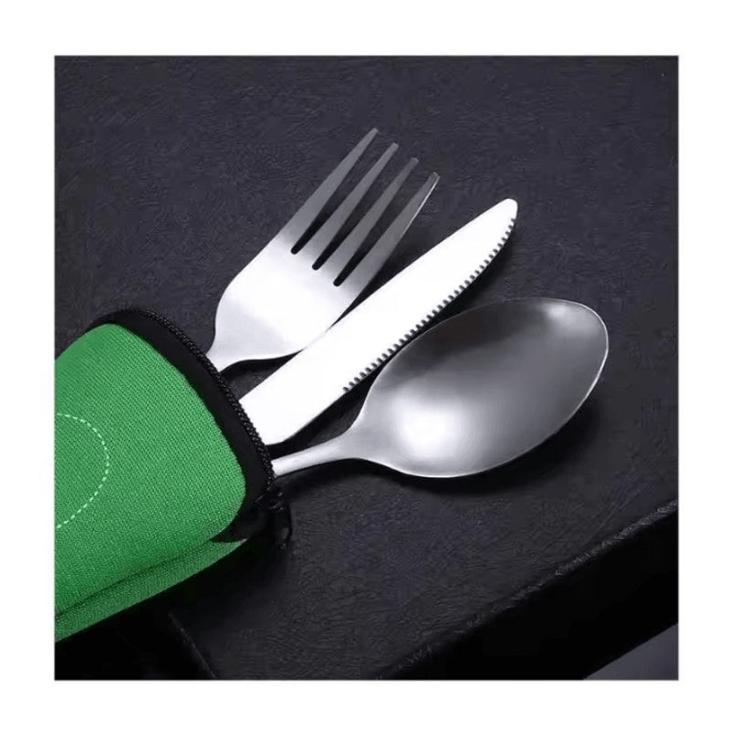 Stainless Steel Outdoor Camping Tableware Set Portable Knife Fork Spoon With Cloth Bag 37 Pcs 3