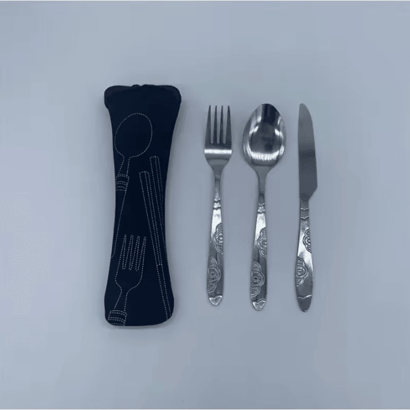 Stainless Steel Outdoor Camping Tableware Set Portable Knife Fork Spoon With Cloth Bag 37 Pcs 6