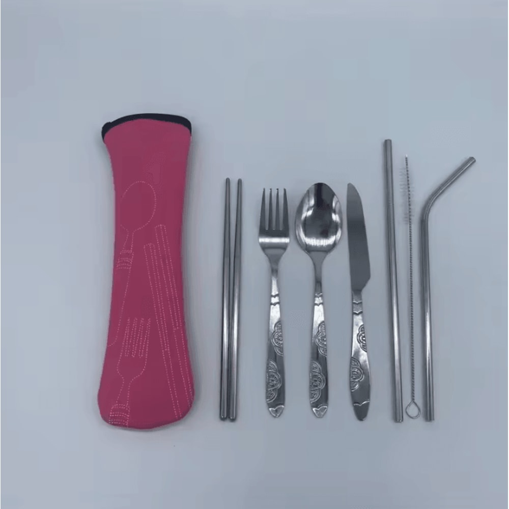 Stainless Steel Outdoor Camping Tableware Set Portable Knife Fork Spoon With Cloth Bag 37 Pcs 12