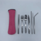 Stainless Steel Outdoor Camping Tableware Set Portable Knife Fork Spoon With Cloth Bag 37 Pcs 12