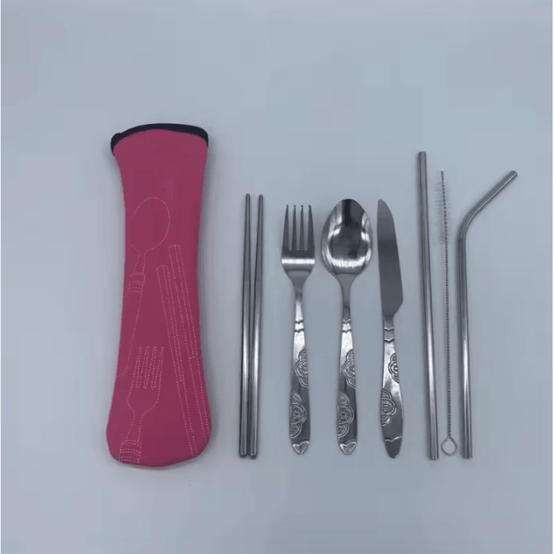 Stainless Steel Outdoor Camping Tableware Set Portable Knife Fork Spoon With Cloth Bag 37 Pcs 12