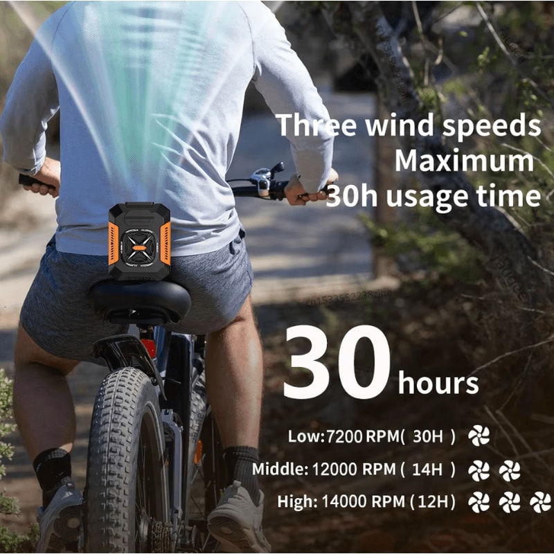 Portable USB Rechargeable Waist Clip Fan 5000mAh Outdoor Cooling Fan With Power Bank LED Light 3