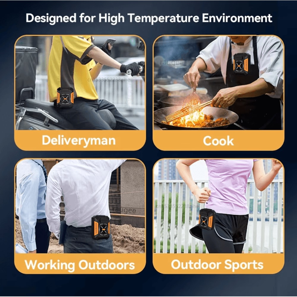 Portable USB Rechargeable Waist Clip Fan 5000mAh Outdoor Cooling Fan With Power Bank LED Light 4