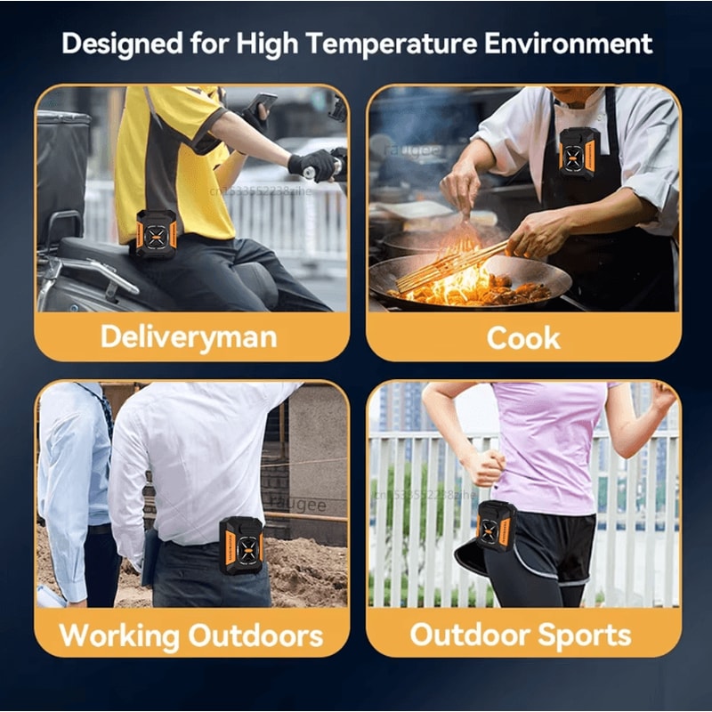 Portable USB Rechargeable Waist Clip Fan 5000mAh Outdoor Cooling Fan With Power Bank LED Light 4