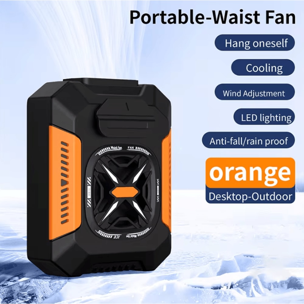Portable USB Rechargeable Waist Clip Fan 5000mAh Outdoor Cooling Fan With Power Bank LED Light 6
