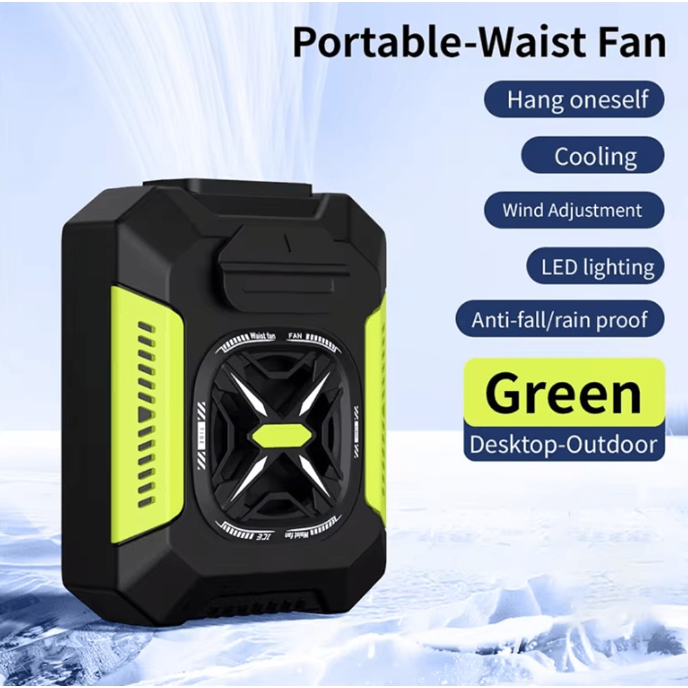 Portable USB Rechargeable Waist Clip Fan 5000mAh Outdoor Cooling Fan With Power Bank LED Light 7