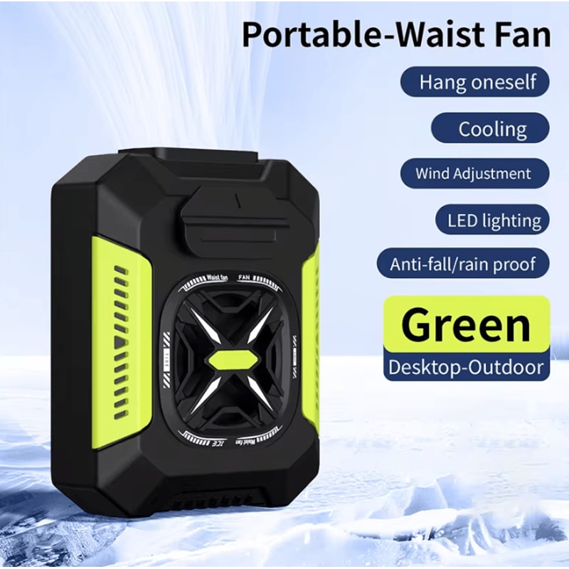 Portable USB Rechargeable Waist Clip Fan 5000mAh Outdoor Cooling Fan With Power Bank LED Light 7