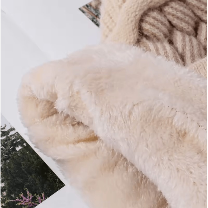 Plush Fur Lined Winter Warm Hat With Balaclava Cute Pompoms Coldproof Cap For Women 21652283 In 3