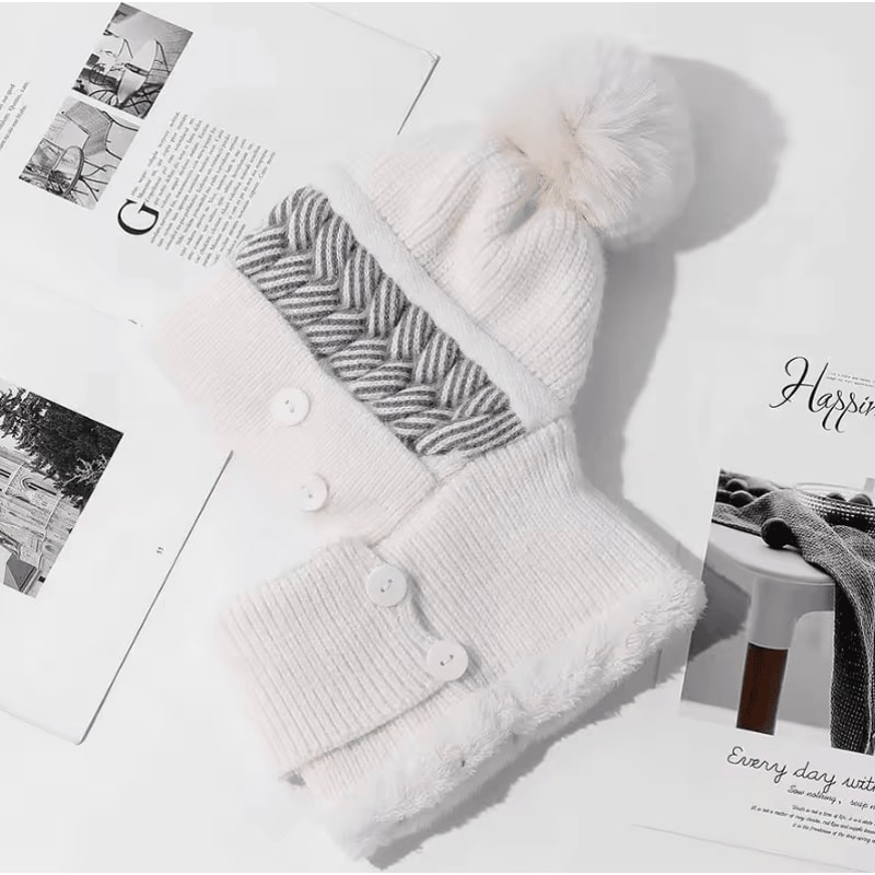 Plush Fur Lined Winter Warm Hat With Balaclava Cute Pompoms Coldproof Cap For Women 21652283 In 5