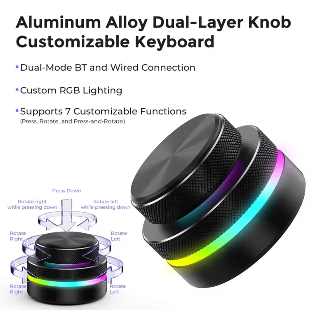 DualLayer Wireless Custom Keyboard With RGB Knob Volume Multimedia Control For Office And Creativ 6