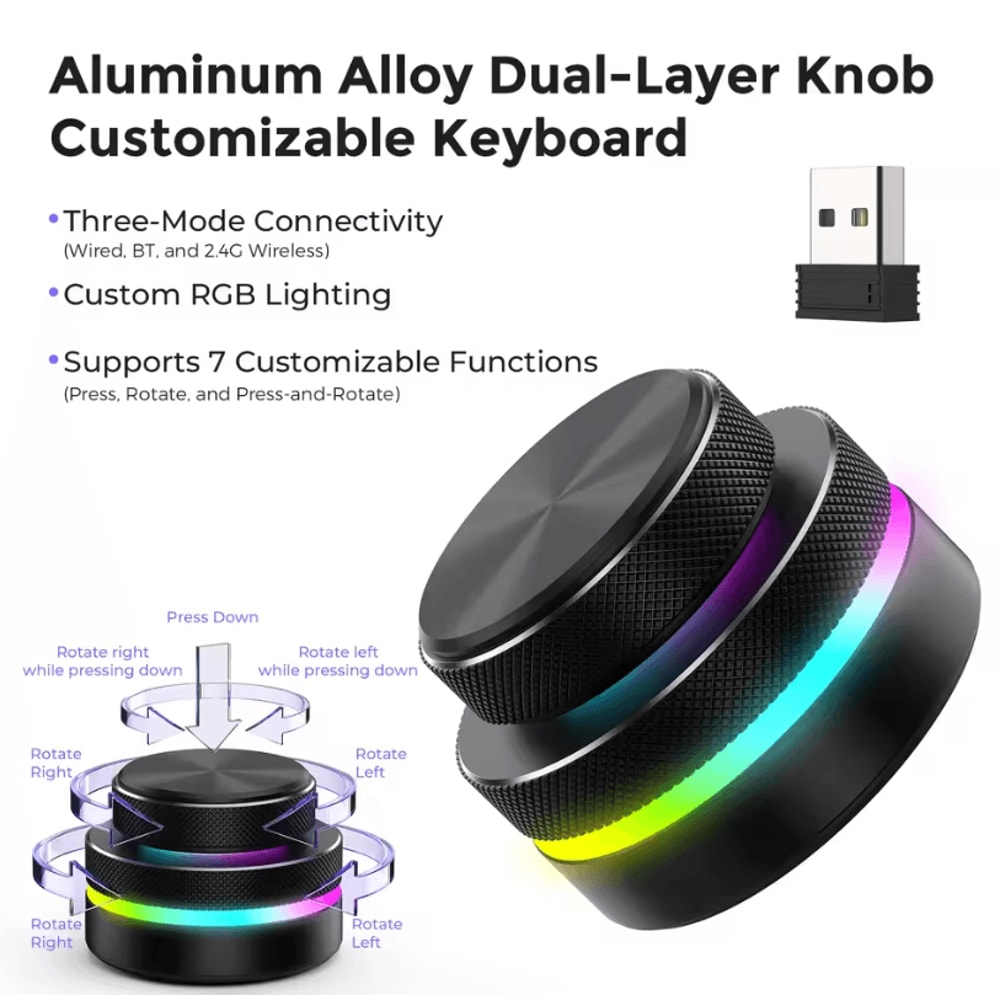 DualLayer Wireless Custom Keyboard With RGB Knob Volume Multimedia Control For Office And Creativ 9