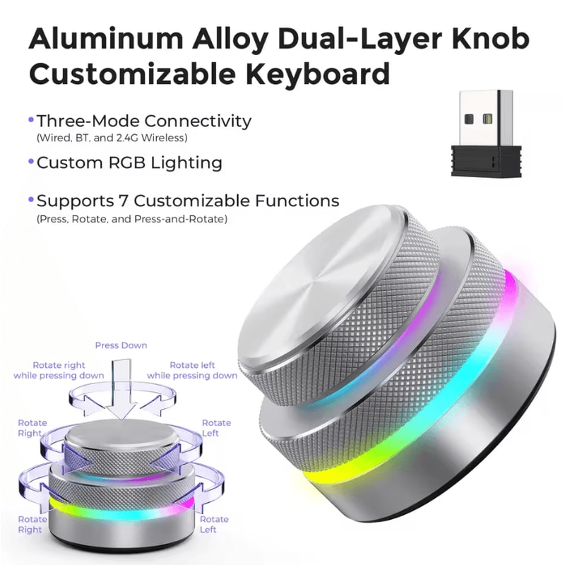 DualLayer Wireless Custom Keyboard With RGB Knob Volume Multimedia Control For Office And Creativ 11