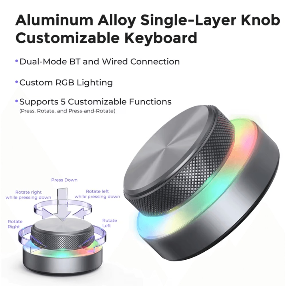 DualLayer Wireless Custom Keyboard With RGB Knob Volume Multimedia Control For Office And Creativ 16