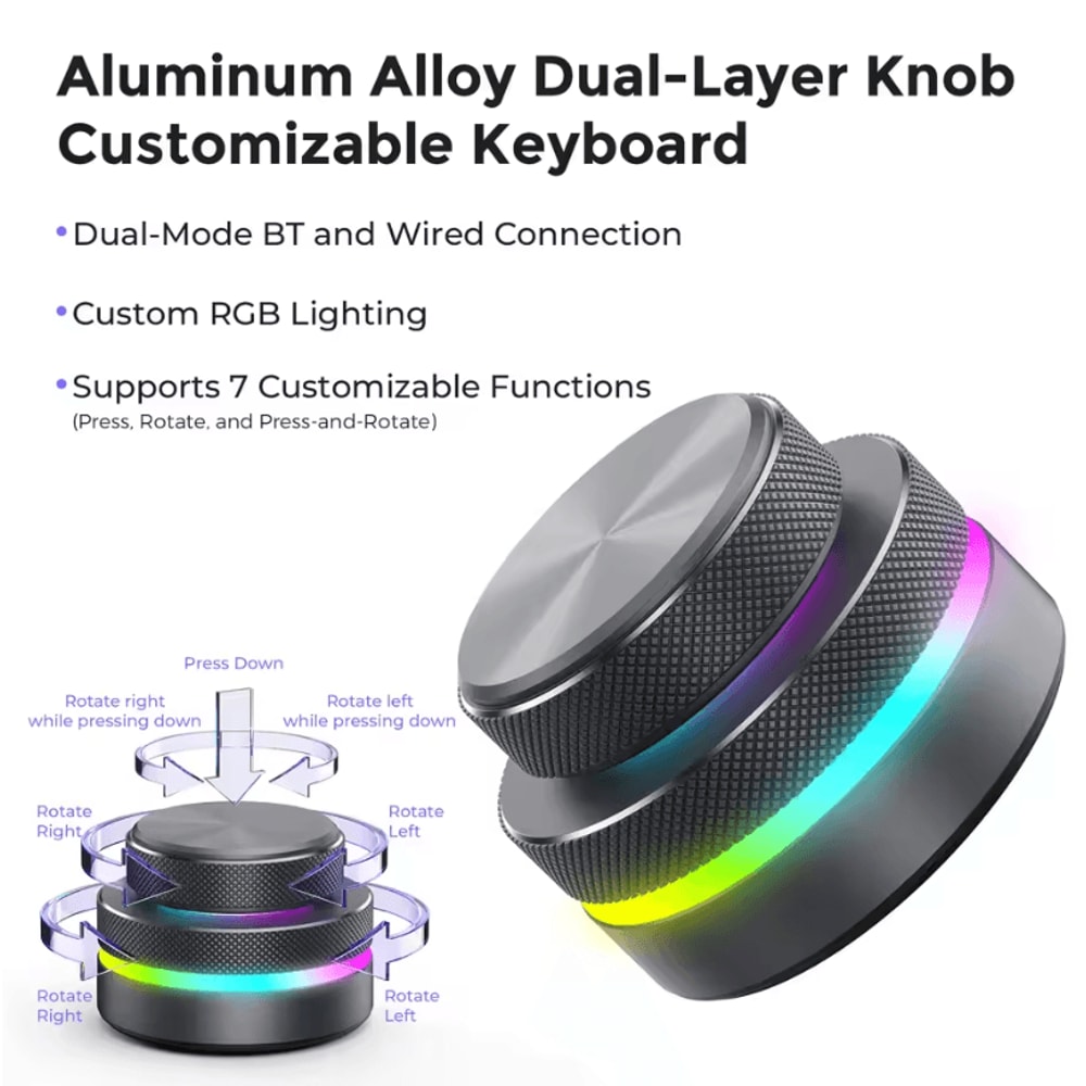 DualLayer Wireless Custom Keyboard With RGB Knob Volume Multimedia Control For Office And Creativ 7
