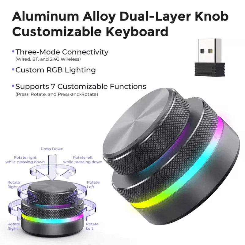 DualLayer Wireless Custom Keyboard With RGB Knob Volume Multimedia Control For Office And Creativ 8