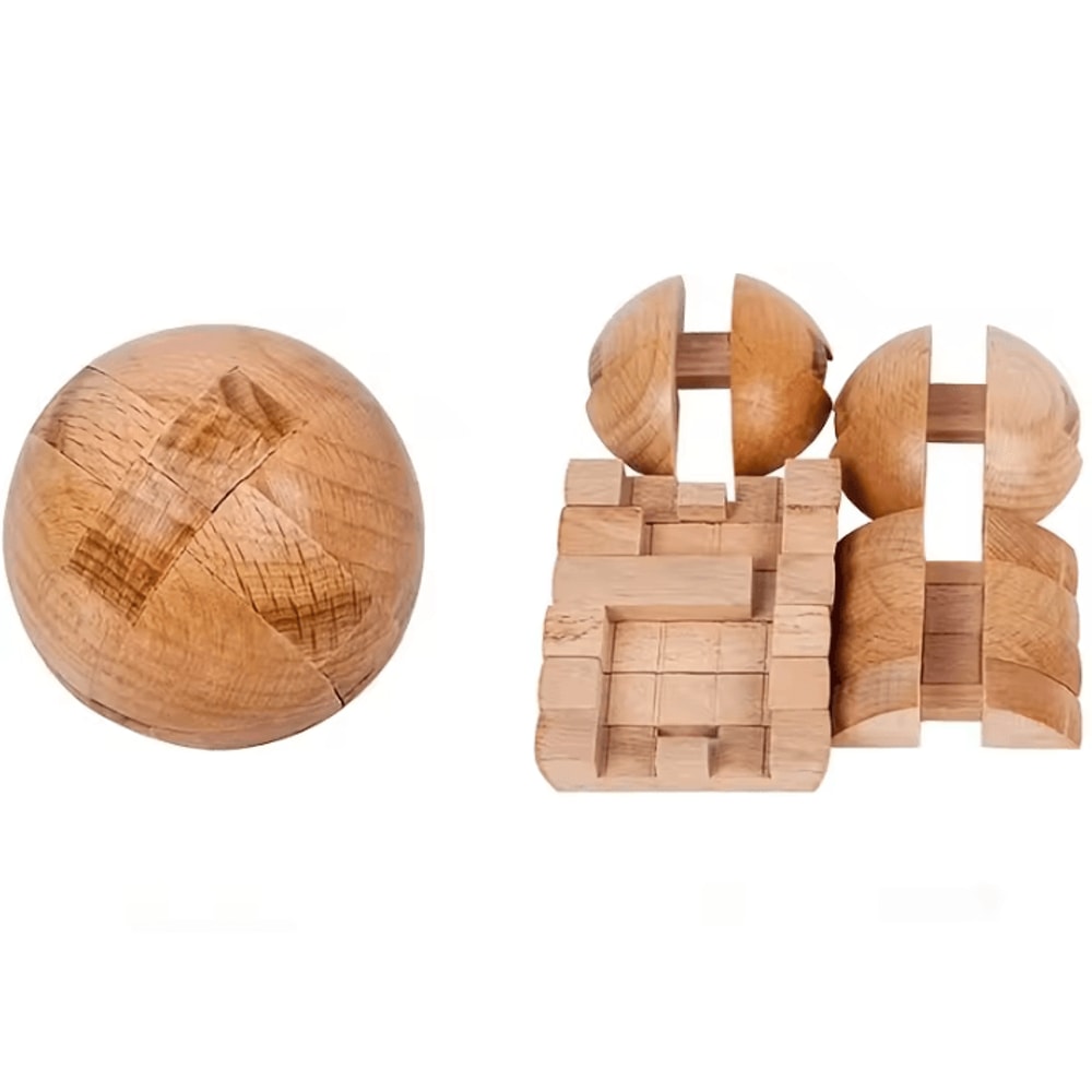Wooden Puzzle Balls Brain Teaser Toy Holiday Home Decoration Gift 3