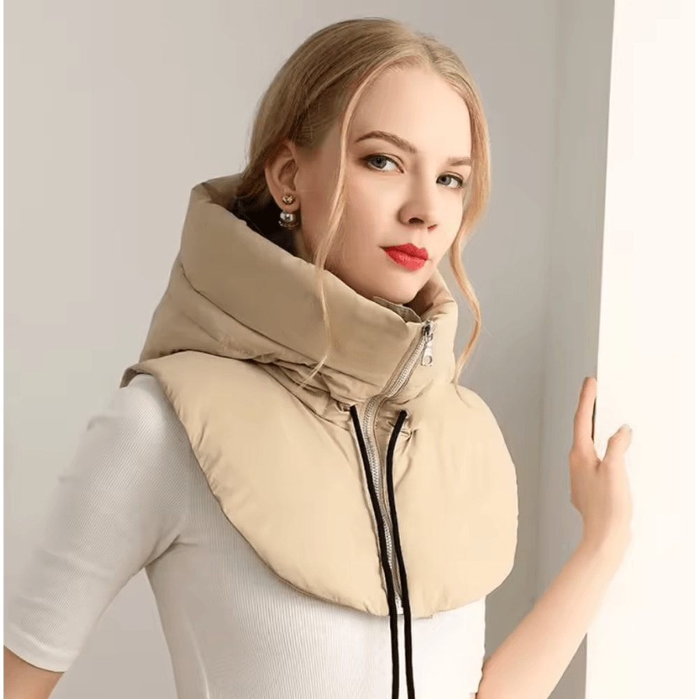 Ultralight Down Hooded Hat With Removable Neck Scarf Balaclava Cold Weather Headgear For Women 9