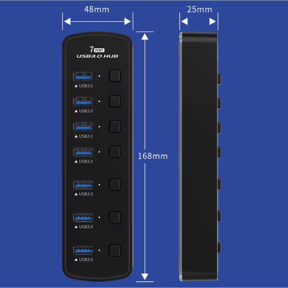 RGB USB 30 Hub 7Port With Individual OnOff Switches High Speed USB Extension Docking Station 5