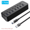 RGB USB 30 Hub 7Port With Individual OnOff Switches High Speed USB Extension Docking Station 6