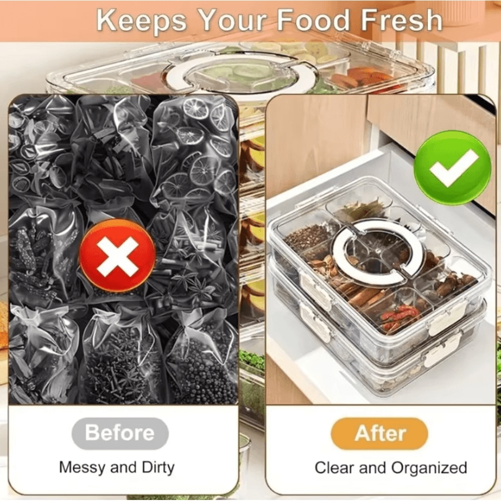 8Grid Divided Food Storage Box With Lid Refrigerated Snack Fruit Organizer 3