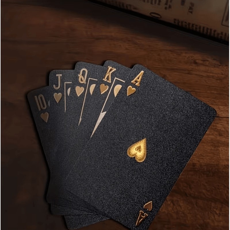 Cool Black Gold Waterproof Playing Cards Game Gift Deck For Christmas Halloween Thanksgiving 0