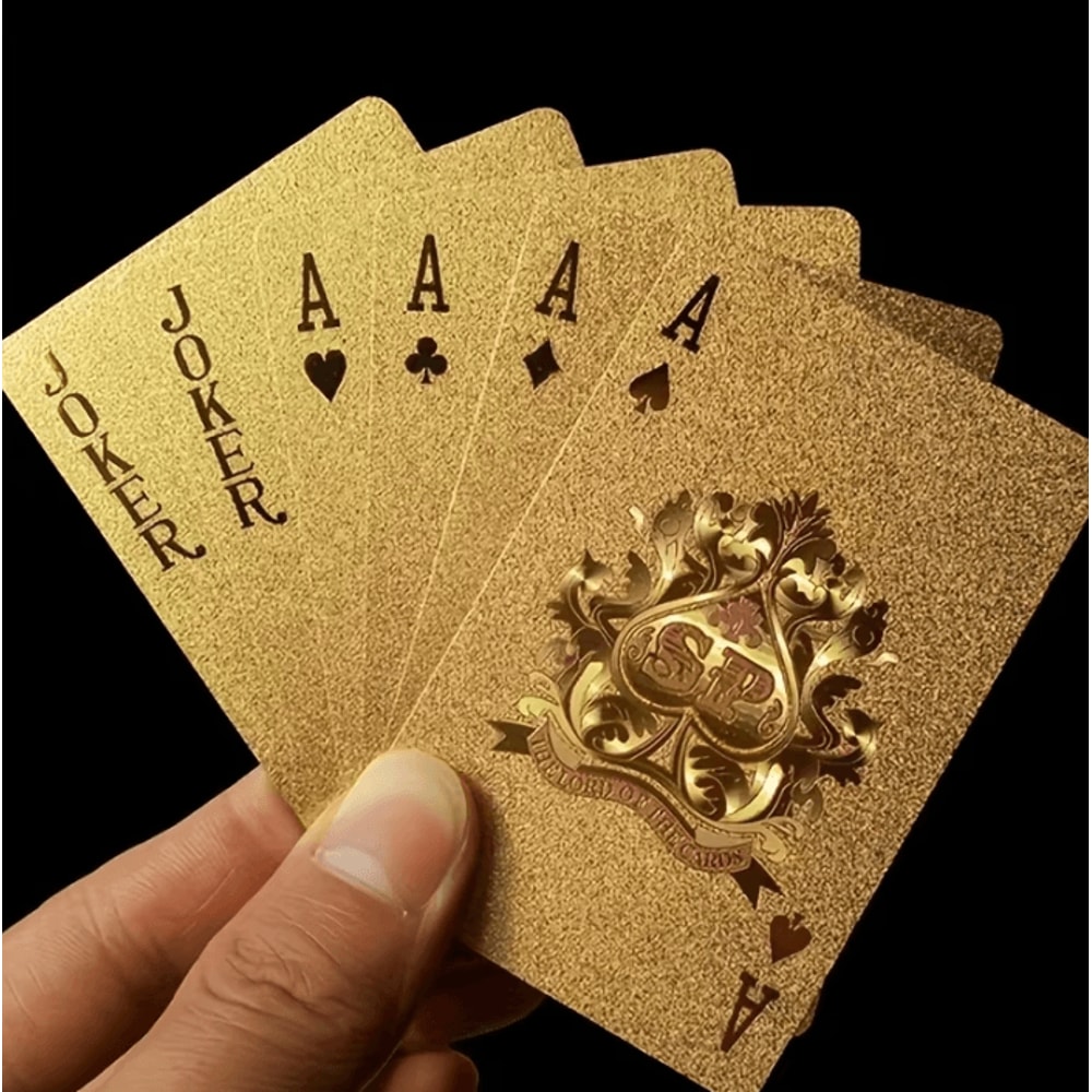Cool Black Gold Waterproof Playing Cards Game Gift Deck For Christmas Halloween Thanksgiving 1