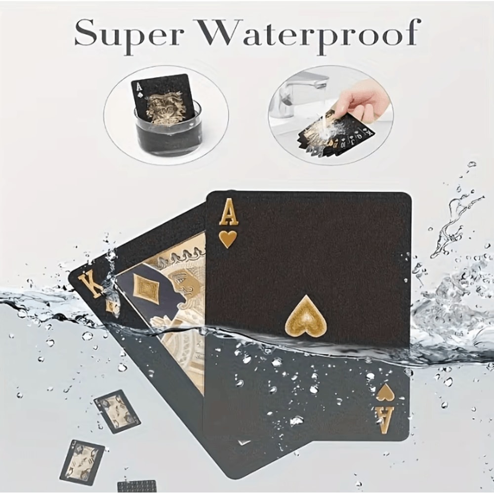 Cool Black Gold Waterproof Playing Cards Game Gift Deck For Christmas Halloween Thanksgiving 2